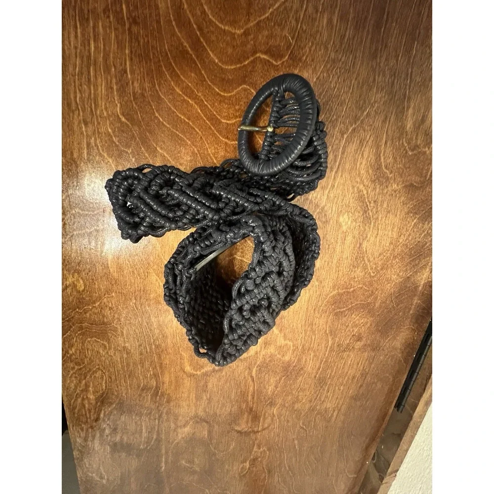 Womens macrame belt, Navy Blue, Heart Design